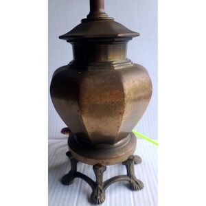 Vintage Brass Ornate Claw Foot Base Octagonal Urn Ginger Jar Table Lamp MCM